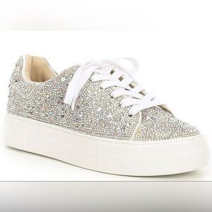 Blue by Betsey Johnson Sidny Rhinestone Embellished Platform Lace-Up Sneakers